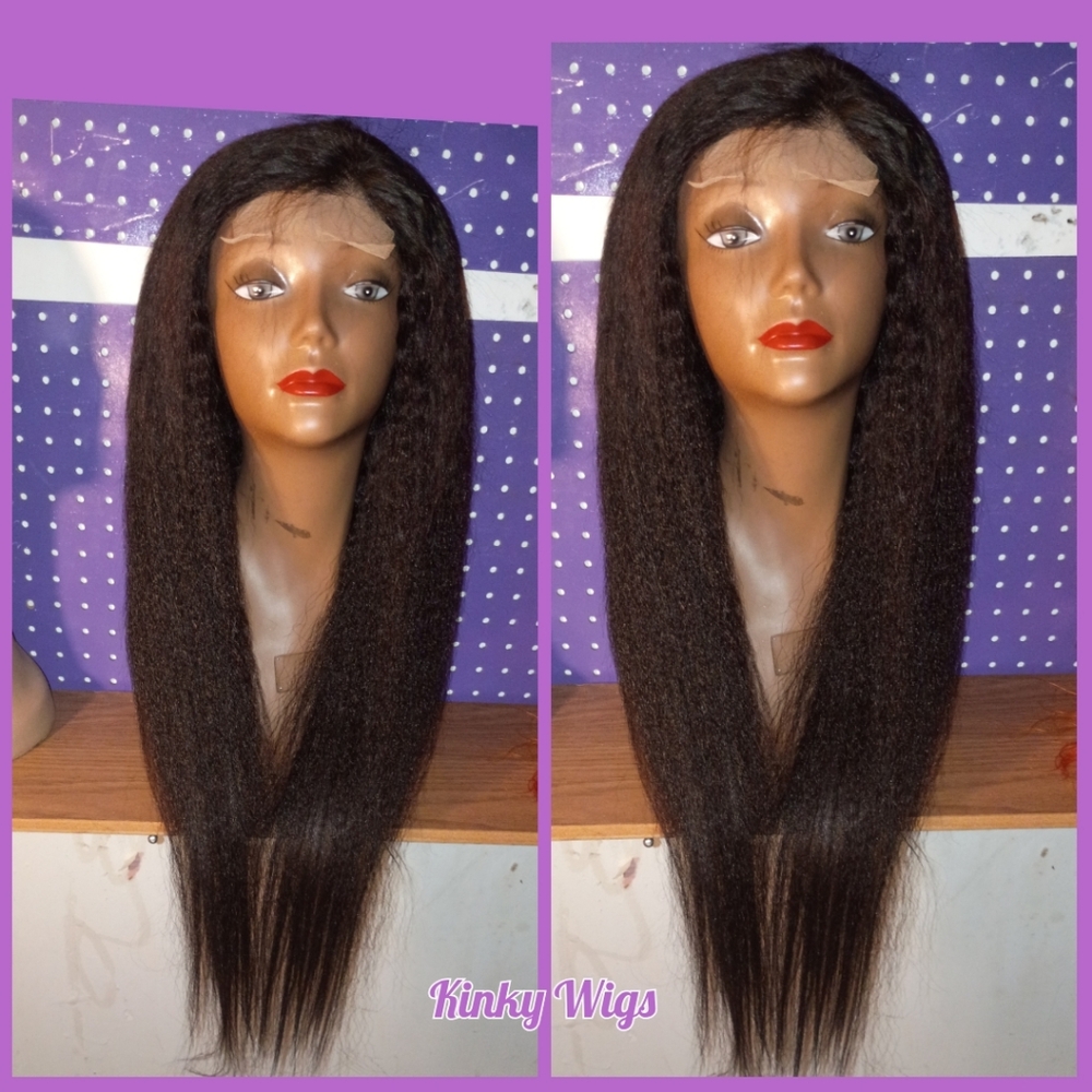 SOLD! 28" Brazilian Virgin Kinky Straight Glueless 5x5 Human Hair Wig